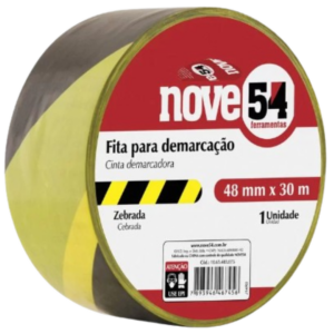 FITA ADESIVA DEMARCACAO DE SOLO 48MM X 30M  PRETA/AMARELA 1065483075 NOVE54 - 05217