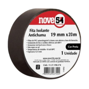 FITA ISOLANTE 19X20MT ANTI-CHAMA PRETA 1137192074 NOVE54 - 08291